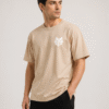 BLAKE ESSENCE The Beige Essential Tee — Beige oversized t-shirt for men, front view