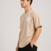 BLAKE ESSENCE The Beige Essential Tee — Beige oversized t-shirt for men, left side view