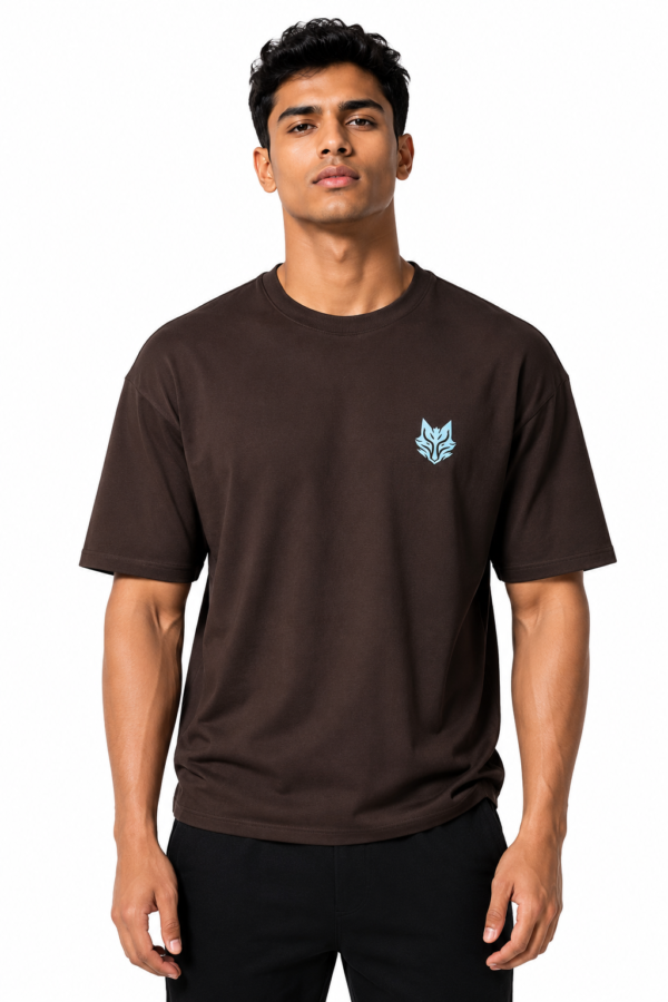 BLAKE ESSENCE The Espresso Essential Tee — Espresso oversized t-shirt for men, front view