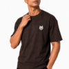 BLAKE ESSENCE The Espresso Essential Tee — Espresso oversized t-shirt for men, collar detail view