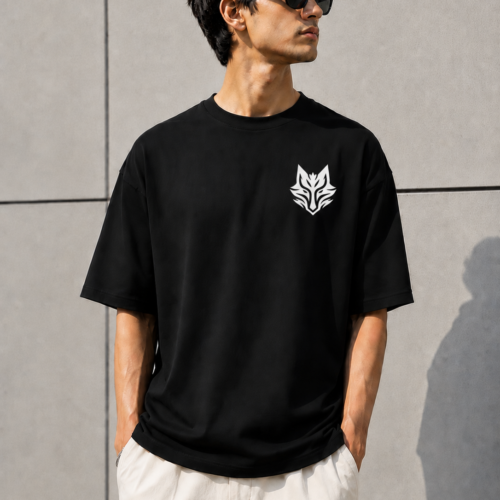BLAKE ESSENCE The Noir Essential Tee — Noir oversized t-shirt for men, front view