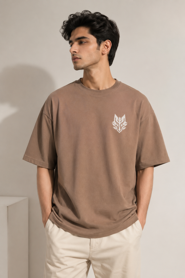 BLAKE ESSENCE The Taupe Essential Tee — Taupe oversized t-shirt for men, front view