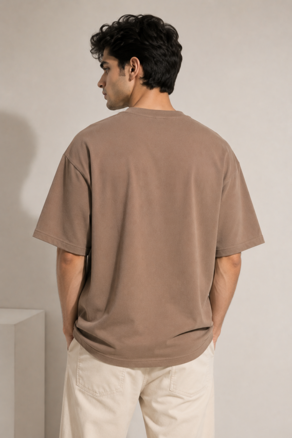 BLAKE ESSENCE The Taupe Essential Tee — Taupe oversized t-shirt for men, back view