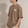BLAKE ESSENCE The Taupe Essential Tee — Taupe oversized t-shirt for men, left side view