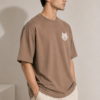 BLAKE ESSENCE The Taupe Essential Tee — Taupe oversized t-shirt for men, right side view