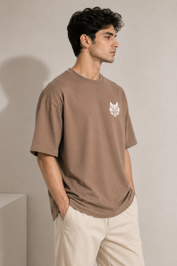 BLAKE ESSENCE The Taupe Essential Tee — Taupe oversized t-shirt for men, right side view
