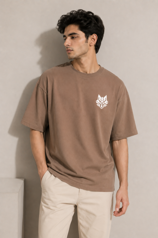 BLAKE ESSENCE The Taupe Essential Tee — Taupe oversized t-shirt for men, lifestyle view